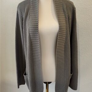 Saodimallsu Women’s Loose OpenFront Grey Knit Long Sleeve Cardigan with Pockets